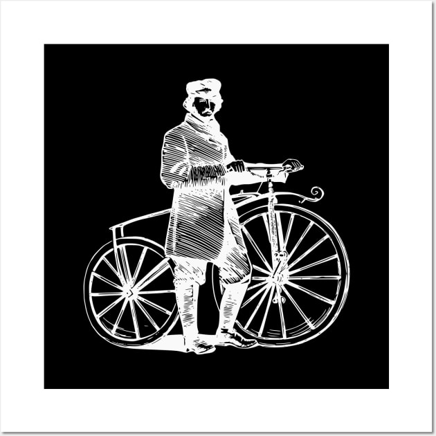 White Vintage Bicycle Cyclists Wall Art by Vintage Boutique